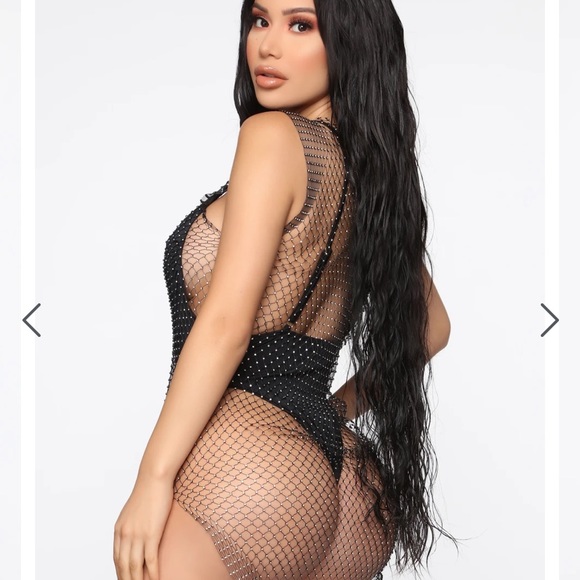 Riding Waves Mesh Rhinestone Cover Up Dress - Picture 4 of 4